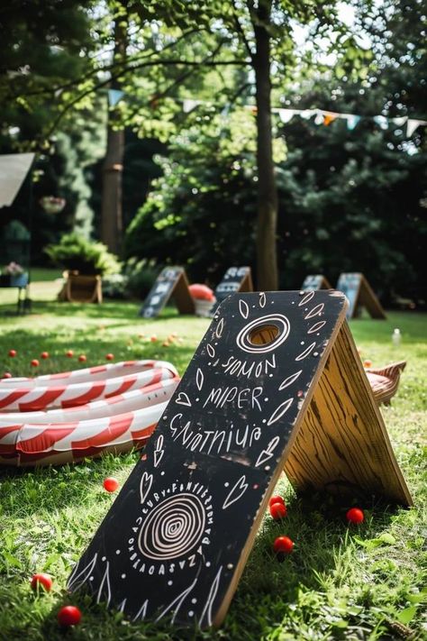 Creative Cornhole Board Ideas to Liven Up Your Game Cornhole Area In Backyard, Cornhole Board Ideas, Functional Backyard, Small Urban Garden, Balcony Bar, Porch Windows, Personalized Bedroom, Backyard Balcony, Urban Gardens