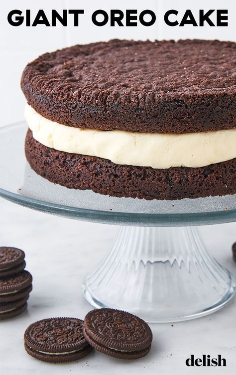 Because you can never have too much Oreo. Get the recipe at Delish.com. #giant #oreo #cake #recipes #easy #tutorial #kids #baking Giant Oreo Cake, Blue Supermoon, Graduation Party Foods, Oreo Cake, Savoury Cake, Cake Cake, Food Cakes, Oreo Cookies, Vegetarian Chocolate