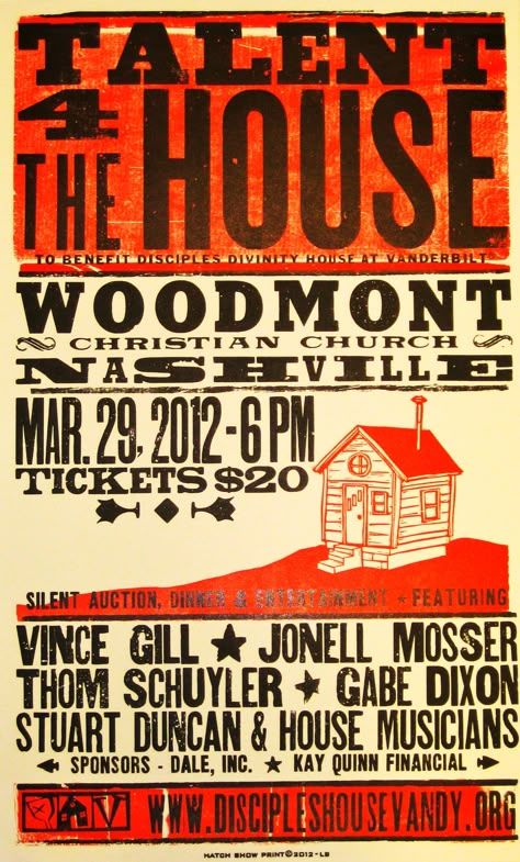 Wood Type letter press from the work famous Hatch Print Shop, Nashville Tennessee. Letter Press Poster, Talent Show Poster Ideas, Talent Show Poster, Auction Poster, Nashville Design, Wood Type Poster, Talent Show Ideas, Hatch Print, Hatch Show Print