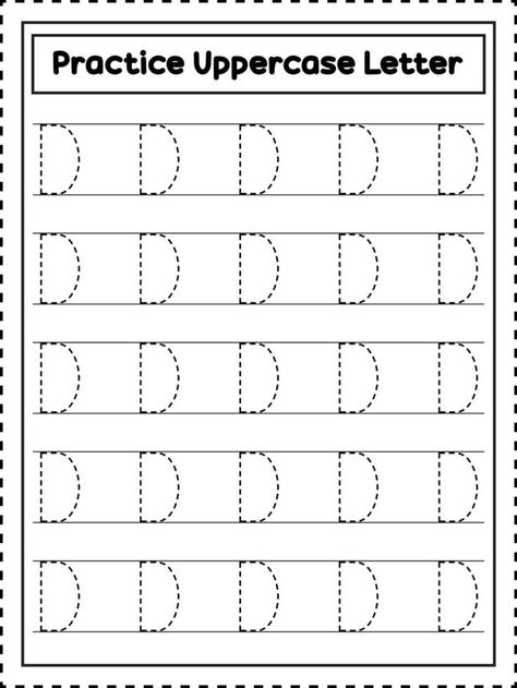 ABC Alphabet Letter Tracing. Uppercase letter D. Handwriting practice for preschool kids Letter D Tracing Worksheet, Letter D Worksheets Preschool, Letter D Tracing, Tracing For Preschool, Kids Learning Activities Preschool, Hibernation Preschool, Letter D Worksheet, Bee Coloring, Learning Activities Preschool