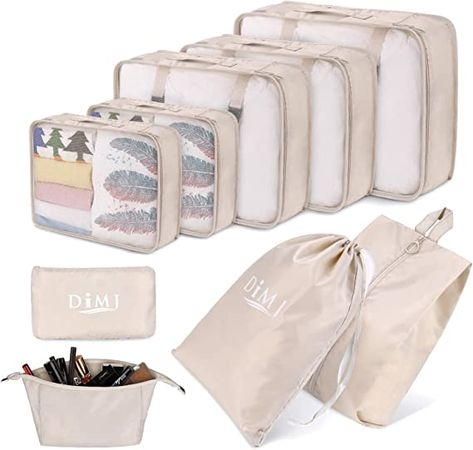 Amazon.com: DIMJ Packing Cubes for Travel, 9 Pcs Travel Cubes Set Foldable Suitcase Organizer Lightweight Luggage Storage Bag : Clothing, Shoes & Jewelry Suitcase Organizer, Large Drawstring Bag, Travel Luggage Set, Luggage Organizer, Luggage Storage Bag, Travel Cubes, Cute Luggage, Stylish Luggage, Suitcase Organization