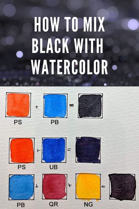 In this article, I will teach you how to mix blacks and darks with watercolor. The blacks and darks you can mix are much livelier than the premixed tube colors. How To Make Black Colour, Coloring Reference, Art Demo, Watercolor Mixing, Pastel Paper, How To Mix, Mini Paintings, Easy Drawings, Watercolor Painting