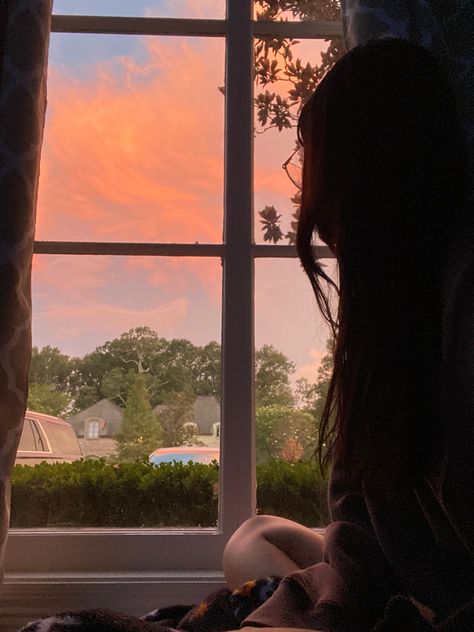 Sunset From Apartment Window, Staring Out The Window Aesthetic, View Out Of Window, Sunset Through Window, Playlist Pfp, Sunsets Aesthetic, Pretty Windows, Sunset Window, Klara And The Sun