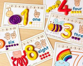 Busy books Kids calendars Worksheets Posters by RikiTikiArt Play Doh Mats, Numbers Preschool Printables, Motor Skills Preschool, Printables Preschool, Preschool Fine Motor Skills, Playdoh Mats, Play Dough Mats, Dough Mats, Playdough Activities