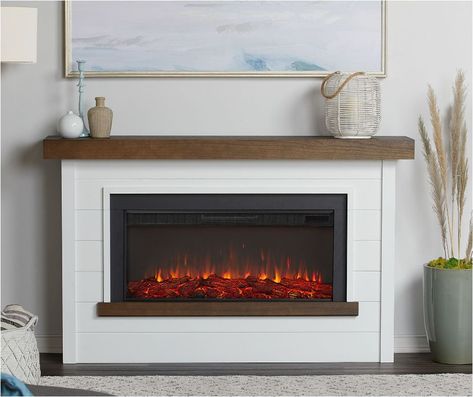 Modern Electric Fireplaces Modern Mantel, Electric Fireplace With Mantel, Fireplace Trim, Double Chair, Modern Electric Fireplace, Chair Hammock, Vinyl Pergola, Ventless Fireplace, Composite Fence