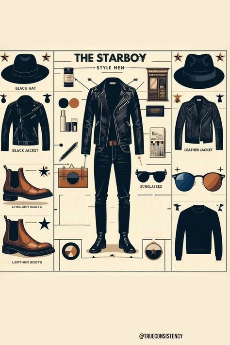 Starboy Men Outfit, Starboy Style Men, Mens Starboy Outfits, Starboy Aesthetic Outfit Men, Starboy Outfit Men, Outfit Ideas For Men Casual, Gothic Style Men, Starboy Style, Aesthetic For Men