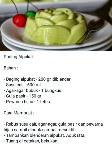 Avocado puding Bolu Pandan, Eat Me Drink Me, Resep Salad, Glass Dessert, Agar Agar, Rose Cake, Dessert Appetizers, Indonesian Food, Cucumber