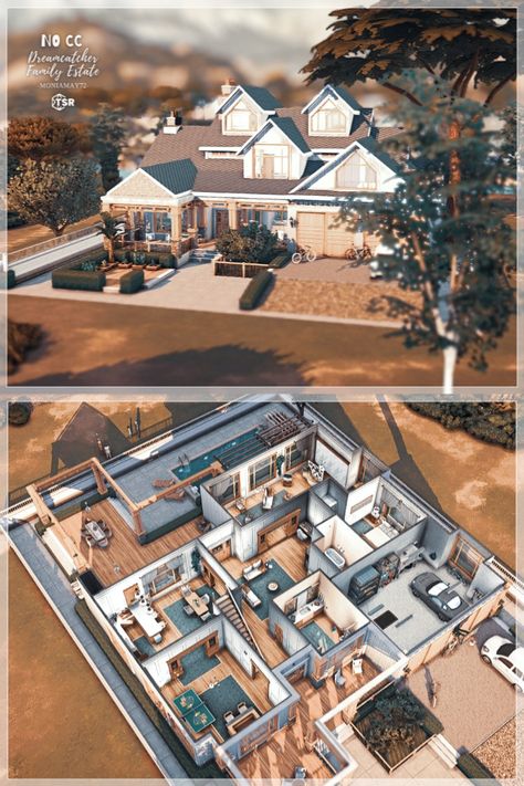 Sims 4 Houses Large Family, 6 Bedroom House Plans Sims 4, Sims 4 House For Big Family, Large Family Home Layout, Big Houses Sims 4, Sims 4 Big Family House Floor Plan, Sims 4 50x50 House Plan, Sims 4 7 Bedroom House, Sims 4 Traditional House