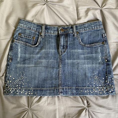 Jixi Denim low rise mini skirt Some rhinestones are... - Depop Denim And Diamonds, Summer Denim, Low Rise, Denim Skirt, Red Dress, Fashion Inspo Outfits, Mini Skirts, Fashion Inspo, Clothes