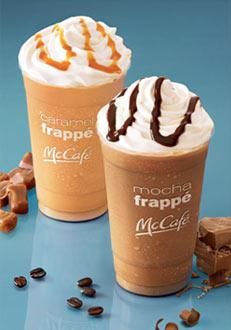 Frappe Recipe Mcdonalds, Mcdonalds Caramel Frappe, Mcdonalds Mocha Frappe, Caramel Frappe Recipe, Keurig Recipes, Mocha Frappe Recipe, Frozen Coffee Drinks, Caramel Frappe, Mcdonalds Coffee