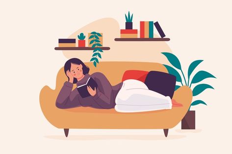 A person relaxing at home | Free Vector #Freepik #freevector #design Illustration Design Graphique, Relaxing At Home, Otto Schmidt, Mary Blair, Illustration Simple, Procreate Ipad Art, Illustration Art Design, Illustration Art Girl, Simple Illustration