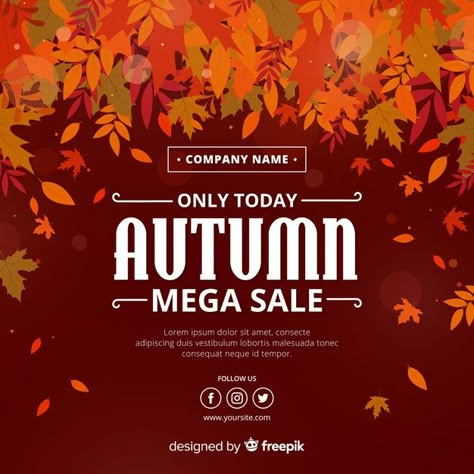 Sales Background, Humble Design, Background Autumn, Sale Banner, Autumn Sales, Graphic Editing, Flat Style, Fall Design, Backgrounds Free