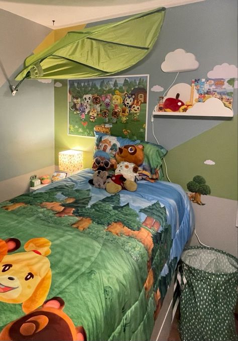 Animal Crossing Nursery Ideas, Animal Crossing Themed Bedroom, Animal Crossing Themed Room, Animal Crossing Room Decor Real Life, Animal Crossing Collection, Animal Crossing Room Decor, Animal Crossing Room Ideas Bedroom, Animal Crossing Nursery, Acnh Nursery