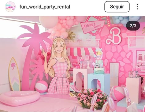 Barbie Beach Birthday Party, Pool Barbie, Barbie Theme Birthday Party, Barbie Pool Party, Barbie Pool, Summer Barbie, Disney Frames, Barbie Beach, Barbie Theme Party