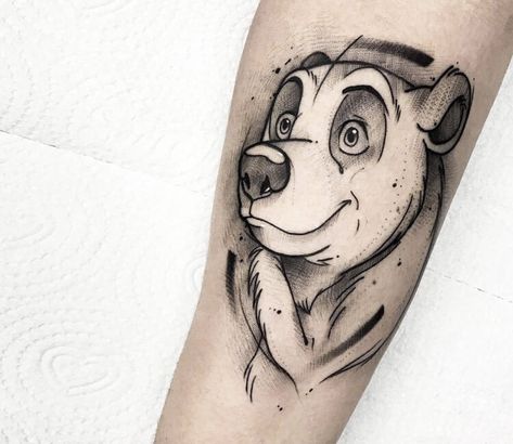 Irmao Urso tattoo by Gustavo Takazone Brother Bear Tattoo, Camera Tattoo Design, Bear Tattoo Designs, Brother Tattoos, Mystical Tattoos, Awesome Drawing, Blue Rose Tattoos, Cartoon Character Tattoos, Bear Tattoos