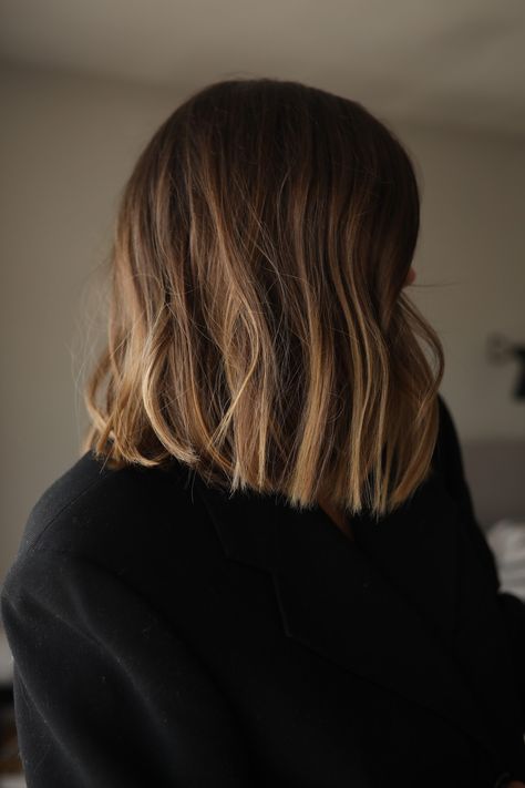 came from. (But that's a story for another day!) A Line Bob Textured, Slightly Curled Hair Waves, Lob Thick Hair Straight, Woman’s Bob Haircut, Natural Balayage Short Hair, Shoulder Length Bronde Balayage, A Line Long Bob, Wavy Straight Hair, Bob Balayage