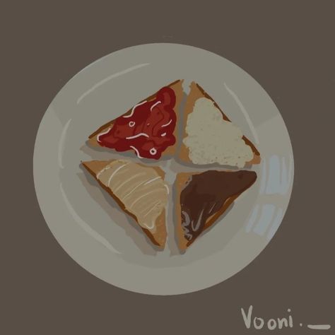 Digital drawing of a single slice of toast cut into 4 pieces with 4 different toppings Remus Lupin Icons, Moony Toast, Remus Lupin Moony, Remus Lupin Fan Art, Remus Lupin Aesthetic, Harry Potter Painting, Marauders Fan Art, All The Young Dudes, Remus Lupin