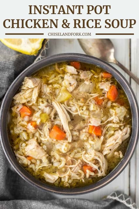 Instapot Chicken Soup, Pumpkin Carrot Soup, Instant Pot Chicken And Rice, Soup Instant Pot, Instant Pot Pasta Recipe, Rice Soup Recipes, Leftover Chicken Recipes, Chicken Rice Soup, Comforting Soup