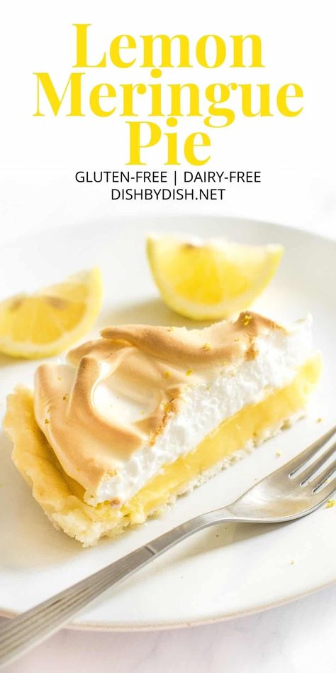 Gluten Free Lemon Meringue Pie Recipe, Dairy Free Desserts, Lactose Free Desserts, Dairy Free Deserts, Dairy Free Pies, Lemon Pie Recipe, Gluten Free Dairy Free Dessert, Meringue Pie Recipes, Dairy Free Cake