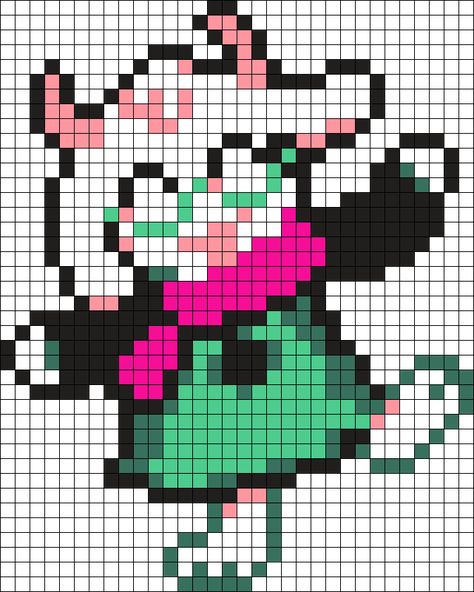 Undertale Beads Patterns, Perler Bead Patterns Undertale, Deltarune Kandi Pattern, Deltarune Pixel Art Grid, Undertale Kandi, Deltarune Perler Beads, Ralsei Sprite, Undertale Perler Beads, Minecraft Perler Bead Patterns