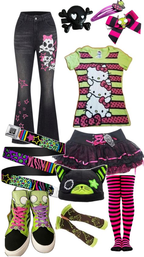 Kandi Kid Outfit, Scenecore Outfit, Scene Kid Outfits, Silly Clothes, Scene Outfits, Scene Girls, Scene Fashion, Scene Kids, Indie Outfits