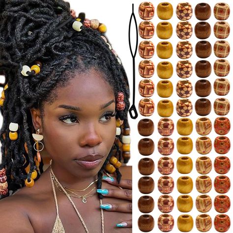 PRICES MAY VARY. Value Pack:You will receive 3 different colors braid beads, including brown, yellow, painted color. 20pcs for each color. Enough quantity can satisfy your decorative needs in daily life, making your hairstyle looked charming and stylish. Wide Application: Different pattern painted and normal wood beads allows you to have more different hairstyle deisgn, suitable for many occasion, such as daily life, party, date, show and so on. Good Material: These loc beads are made of good-qu Loc Beads, Braid Beads, Hair Braid Beads, Bead Accessories, Hair Charms, Dreadlock Beads, Loc Jewelry, Hair Accessories Clips, Hairstyle Look