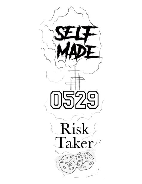 Self Made Stencil, God First Tattoo Stencil, Risk Taker Tattoo Design, Hood Tattoo For Men Stencil, Risk Taker Tattoo Stencil, Risk Taker Tattoo Men, Hustle Tattoo For Men, Under Bicep Tattoo For Men, Chest Tattoo Stencil Men