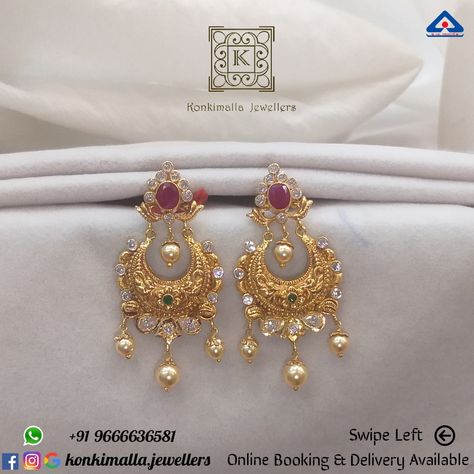 #KJ_G580 Net Weight: up to 12 grams Item : Chandbali Hangings Fb, Insta, Pinterest: @konkimalla.jewellers Chandbali Earrings Gold Latest, Chandbali Earrings Gold, Chand Bali, Ear Tops, Cutwork Blouse, Locket Design, Gold Bangles For Women, Gold Earrings Models, Fancy Jewelry Necklace