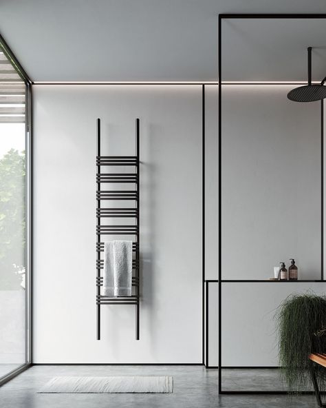 Contemporary Radiators, Modern Towels, Bathroom Radiators, Black Radiators, Interior Minimalista, Towel Radiator, Modern Baths, Towel Warmer, Main Bathroom