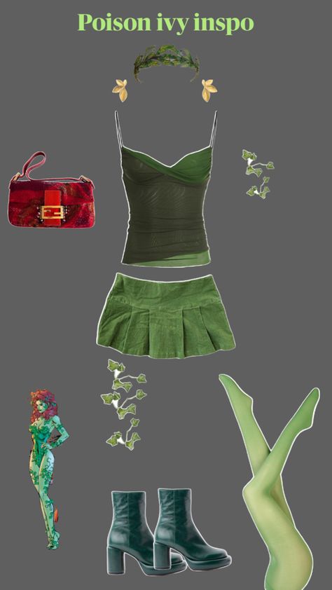 Poison Ivy Halloween Costume, Poison Ivy Costume, Ivy Costume, Poison Ivy Costumes, Rave Fits, Trio Halloween Costumes, Halloween Coustumes, Pretty Halloween Costumes, Trendy Halloween Costumes