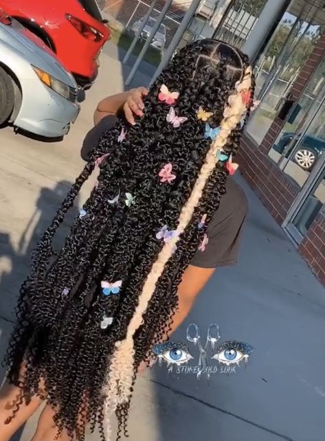 Cute Birthday Hairstyles Braids, Jumbo Butterfly Braids, Braided Hairstyles For Black Teens, Black Teen Girl Hairstyles, Passion Box Braids, Cute Hairstyles Braids Black, 6th Grade Hairstyles, Bohemian Braids Natural Hair, Butterfly Braid With Weave