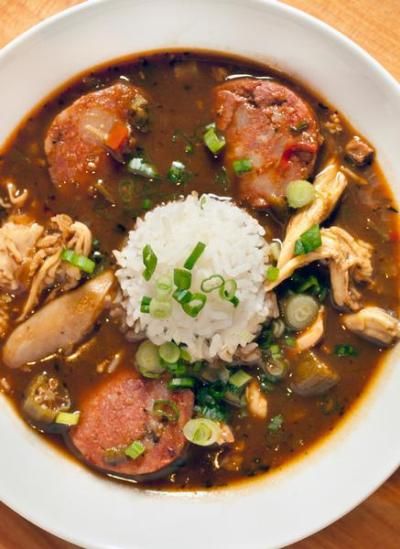 Mobile Web - News - Recipe: Chicken, Shrimp and Sausage Gumbo Andouille Sausage Gumbo, Shrimp And Sausage Gumbo, Gumbo Recipe Sausage, Chicken Gumbo, Sausage Gumbo, Gumbo Recipe, Creole Recipes, Andouille Sausage, Andouille