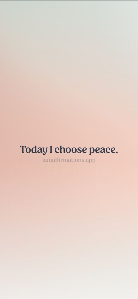 Today I choose peace. From the I am app: https://iamaffirmations.app/download Today I Choose Peace, Peaceful Era, I Choose Peace, Choose Peace, Teach Peace, Short Instagram Quotes, Mobile Backgrounds, Lovely Flowers Wallpaper, Verses Quotes