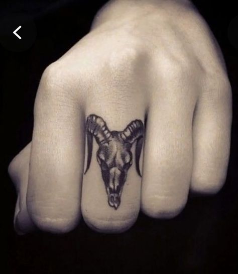 Skull Finger Tattoo, Skull Finger Tattoos, Aries Symbol Tattoos, Krista Keehus, Aries Zodiac Tattoos, Aries Tattoos, Ram Tattoo, Petit Tattoo, Henna Ideas