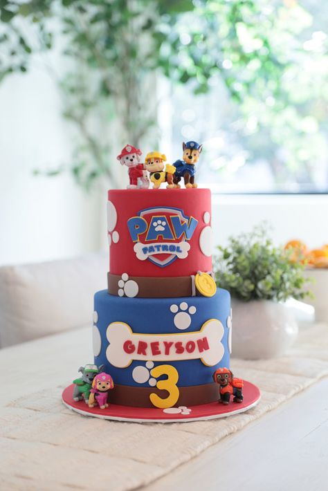 Paw Patrol Lookout Tower, Paw Patrol Birthday Cake Boys, Paw Patrol Birthday Party Cake, Paw Patrol Lookout, Monster Jam Birthday Party, Monster Jam Birthday, Paw Patrol Birthday Theme, Tower Cake, Nerdy Nummies