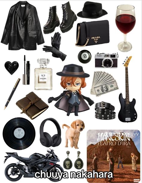 Best one so far ngl, wish I could play the guitar tbh. ALSO, maneskin??? BRO. #bungoustraydogs #bsd #ideas #inspo #style #chuuyanakahara #chuuya #anime #headcanon Chuuya Nakahara Inspired Outfit, Chuuya Clothes Style, Bsd Style Clothes, Bungou Stray Dogs Outfit Ideas, Chuuya Casual Clothes, Chuuya Outfit Ideas, Chuuya Nakahara Outfit, Chuuya Hairstyle, Bungou Stray Dogs Outfit