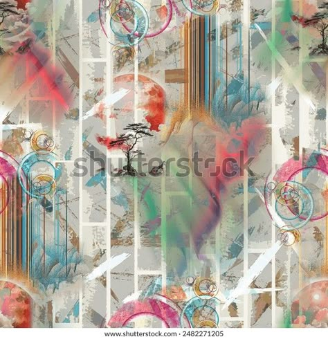 Seamless Watercolor Romantic Floral Pattern On Stock Illustration 2482271205 | Shutterstock Negative Pattern, Watercolor Romantic, Scarf Designs, Abstract Pattern Design, Digital Texture, All Over Design, Multi Pattern, Ikat Pattern, Digital Print Fabric