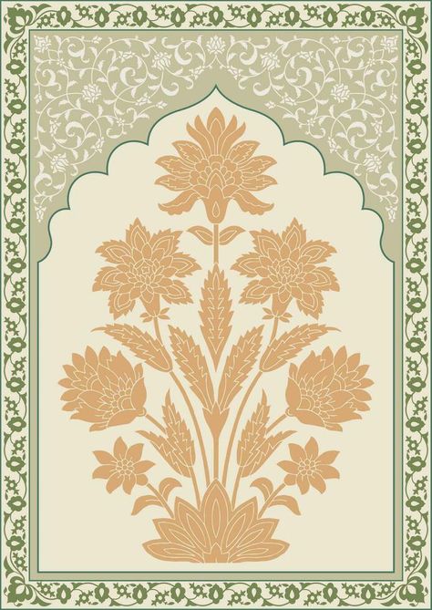 Mughal Architecture Motifs, Flower Textile Design, Jaipur Art, Mughal Art Paintings, Mughal Architecture, Pictures Decor, Digital Flower, Mughal Art, Wallpaper Print