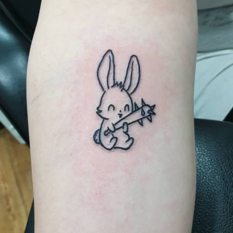 Bunny Heart Tattoo, Scary Bunny Tattoo, Cool Bunny Tattoo, Bunny Tattoo Aesthetic, Creepy Bunny Tattoo, Scary Small Tattoos, Small Scary Tattoos, Cute Bunny Tattoo, Creepy Cute Tattoo