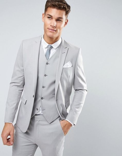 Men Suit Wedding, Wedding Suit Styles, Grey Suit Wedding, Terno Slim, Grey Suit Men, Light Grey Suits, Best Man Wedding, Custom Made Suits, Wedding Suits Groom