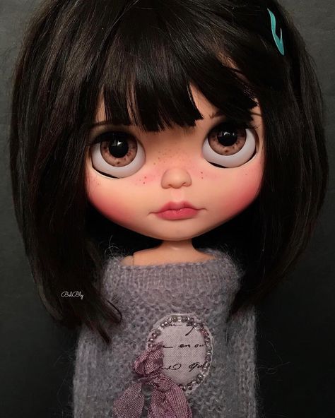 Blythe Custom, Blythe Doll, Big Eyes, Alpaca, Black Hair, Dolls, Hair, On Instagram, Instagram