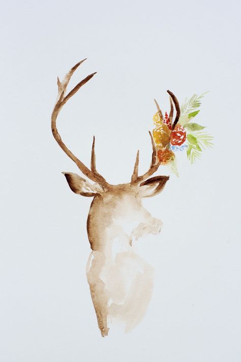 Deer Watercolor, Painted Christmas Cards, Christmas Card Art, Watercolor Projects, Watercolor Christmas Cards, Watercolor Inspiration, Christmas Paintings, Christmas Deer, Watercolor Animals