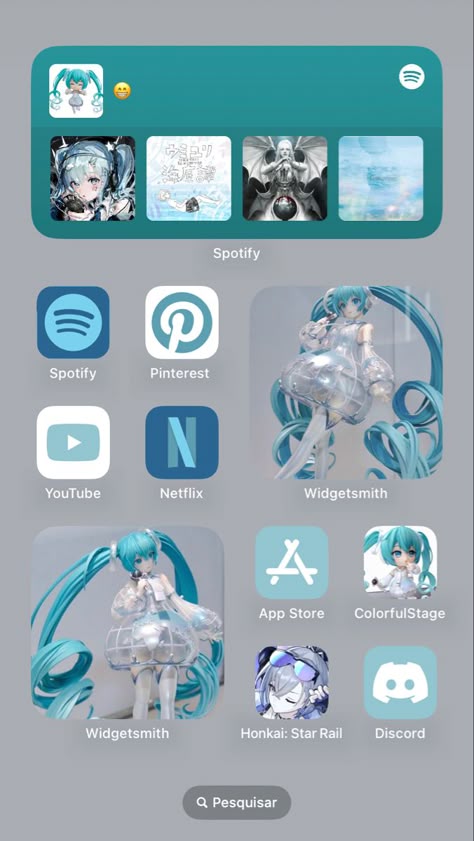 Hatsune Miku Phone Theme, Hatsune Miku App Icon, Blue Icons Aesthetic Apps, Miku App Icon, Homescreen Organization, Lockscreen Ios, Photo Widget, Phone Inspo, Phone Inspiration