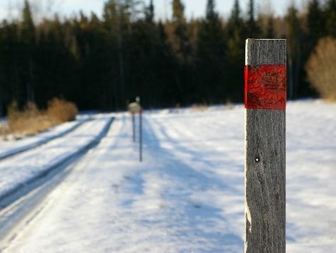 diy-winter-driveway-markers-pm Driveway Markers Diy, Driveway Marker Ideas, Cement Driveway, Diy Driveway, Driveway Markers, Pet Gates, Log Cabin Plans, Dog Lounge, Rusted Steel