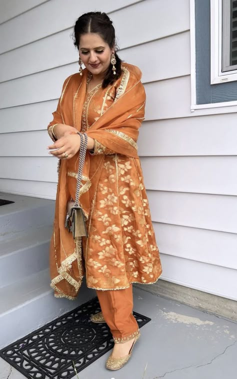 Orange Pakistani Suit, Orange Punjabi Suit, Frock Suit With Plazo, Wine Suit, Frock Suit Design, Designer Suits For Wedding, Plazo Suits, Frock Suit, Suit Anarkali