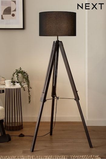 Floor Lamps | Tripod & Standing Floor Lights | Next UK Black Tripod Floor Lamp, Classic Floor Lamps, Shelf Lamp, Floor Standing Light, Stylish Floor Lamp, Floor Lamp With Shelves, Tripod Floor Lamp, Industrial Livingroom, Wood Floor Lamp