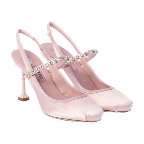 Miu Miu Heels, Ballet Heels, Miu Miu Handbags, Ballerina Pumps, Miu Miu Shoes, Shoe Inspo, Satin Pumps, Logo Label, Pink Heels