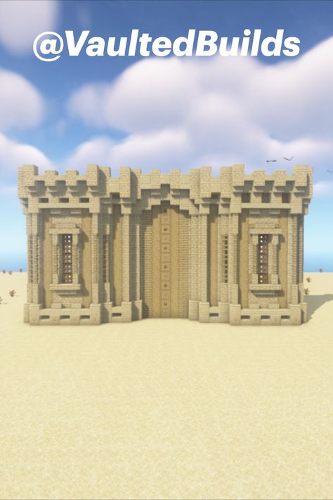 Sand Castle Minecraft Build, Sandstone Wall Minecraft, Minecraft Desert Temple Ideas, Minecraft Desert Wall Designs, Desert Path Minecraft, Desert Palace Minecraft, Desert Wall Minecraft, Minecraft Sandcastle, Minecraft Sand Castle