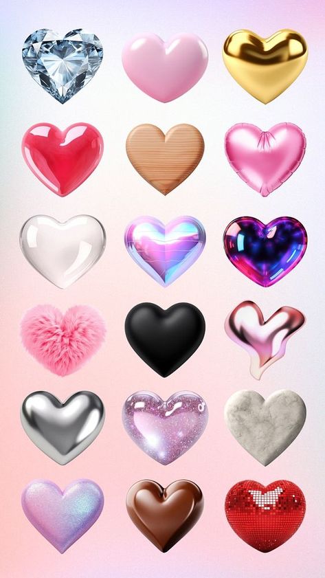 3d hearts isolated element set | premium image by rawpixel.com / Minty Clear Phone Case Design, 3d Hearts, Leopard Print Wallpaper, Graphic Shapes Design, Instagram Heart, Cute Bunny Cartoon, Heart Emoji, Emoji Stickers, 3d Heart