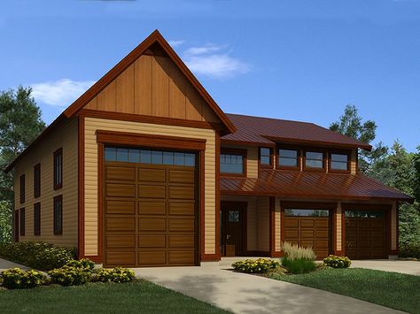 Tandem Garage Plans | Tandem Garage Plan with Workshop, RV Bay and ... Rv Garage Plans, Garage With Living Quarters, Garage Plans With Loft, Garage Workshop Plans, Garage Apartment Plan, Loft Plan, Tandem Garage, Rv Garage, Garage Apartment Plans